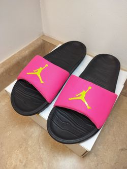 Nike Air Jordan Slides Men's Size 14 - Black/Pink Neon - Style AR6374-630 - Excellent