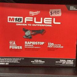 Milwaukee M18 Fuel Brushless 4 1/2 Grinder (Tool-Only) $190