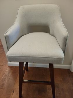 3 Gray Fabric Rivet Malida Open Back Bar Stools