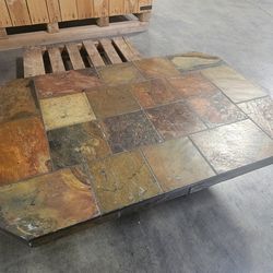 Paul Kingma Brutalist style slate stone tile coffee and console table set