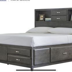 King Size Brand New Bed frame With Drawers And Bookshelf 