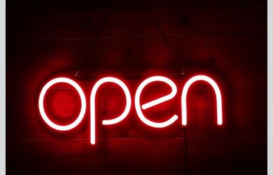 LED Open Sign,16x6 inch Open Signs for Business Window,Ideal for Restaurant, Salon and More,24V/1A Power Supply，with Open/Close Sign (red)