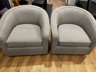 Room & Board Modern Swivel Barrel Chairs (Pair) - Excellent Condition