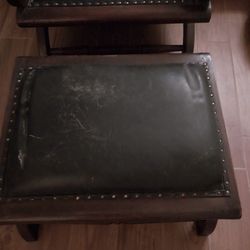 Leather Matching Chairs With Stools No Trears Just Needs Polishing