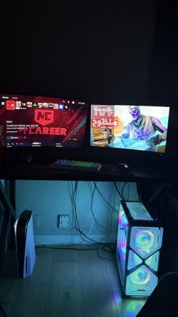 Gaming setup Pc ps5 and monitors