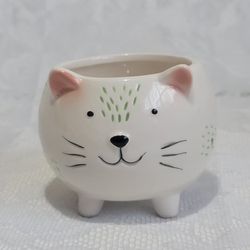 Mini Ceramic Pot Premium Glazed Cute Cat Face Footed Succulent Plant Holder