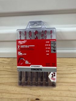 🛠️ MILWAUKEE 7-PIECE SHOCKWAVE CONCRETE DRILL BIT SET ✨ (FIRM)