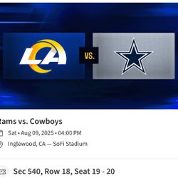 2 Rams vs. Cowboys Tix For Sale 