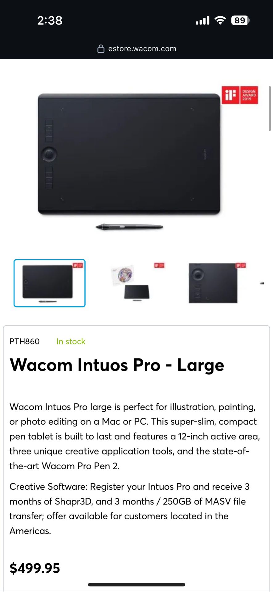Wacom Intuos Pro drawing tablet Large