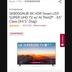 65 Inch Led LG Smart Tv And Bose Seies Gs