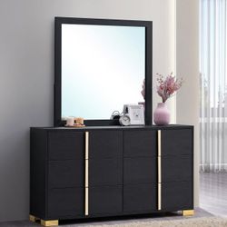 BLACK DRESSER WITH MIRROR