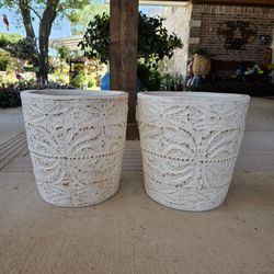 White Flower Clay Pots . (Planters) Plants, Pottery, Talavera $65 cada una.