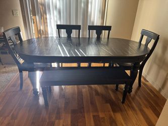 Expandable Ashley Furniture Kitchen Table 4 Chairs And Bench