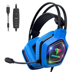 🎧 BENGOO RGB USB Gaming Headset — 7.1 Surround Sound, Noise-Cancel Mic, Memory Foam Cushions, In-Line Volume/Mic/EQ for PC, PS4, Laptop & Mac