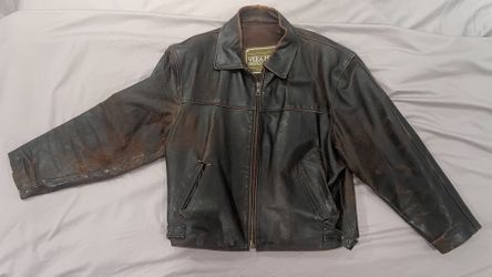 Vintage 90s Brown Vera Pelle Distressed Leather Jacket Made in Italy L