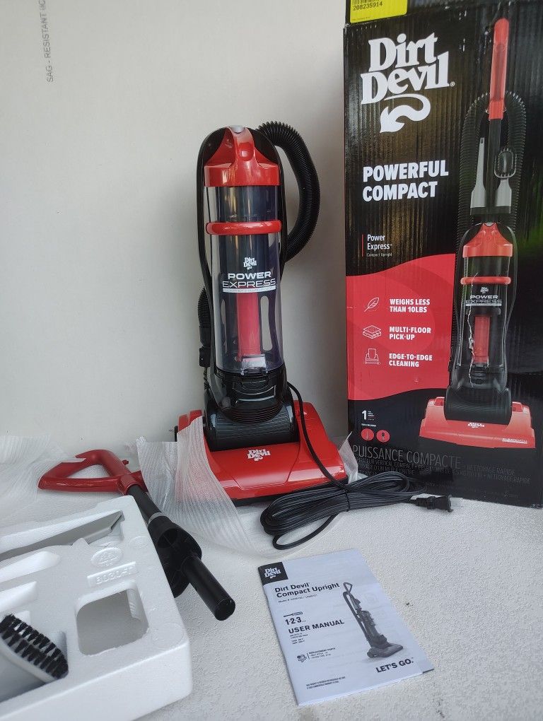 Dirt Devil Upright Vacuum, Power Express, Bagless, Lightweight, Hard Floor and Carpet, Easy Maintenance, Automatic Height Adjustment, Crevice Tool,