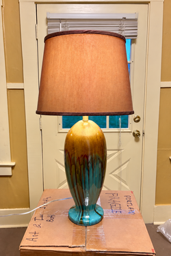 Teal / Brown / Gold Ceramic Lamp -- Excellent Condition