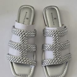 Bandolino Silver Braided Slide Sandals