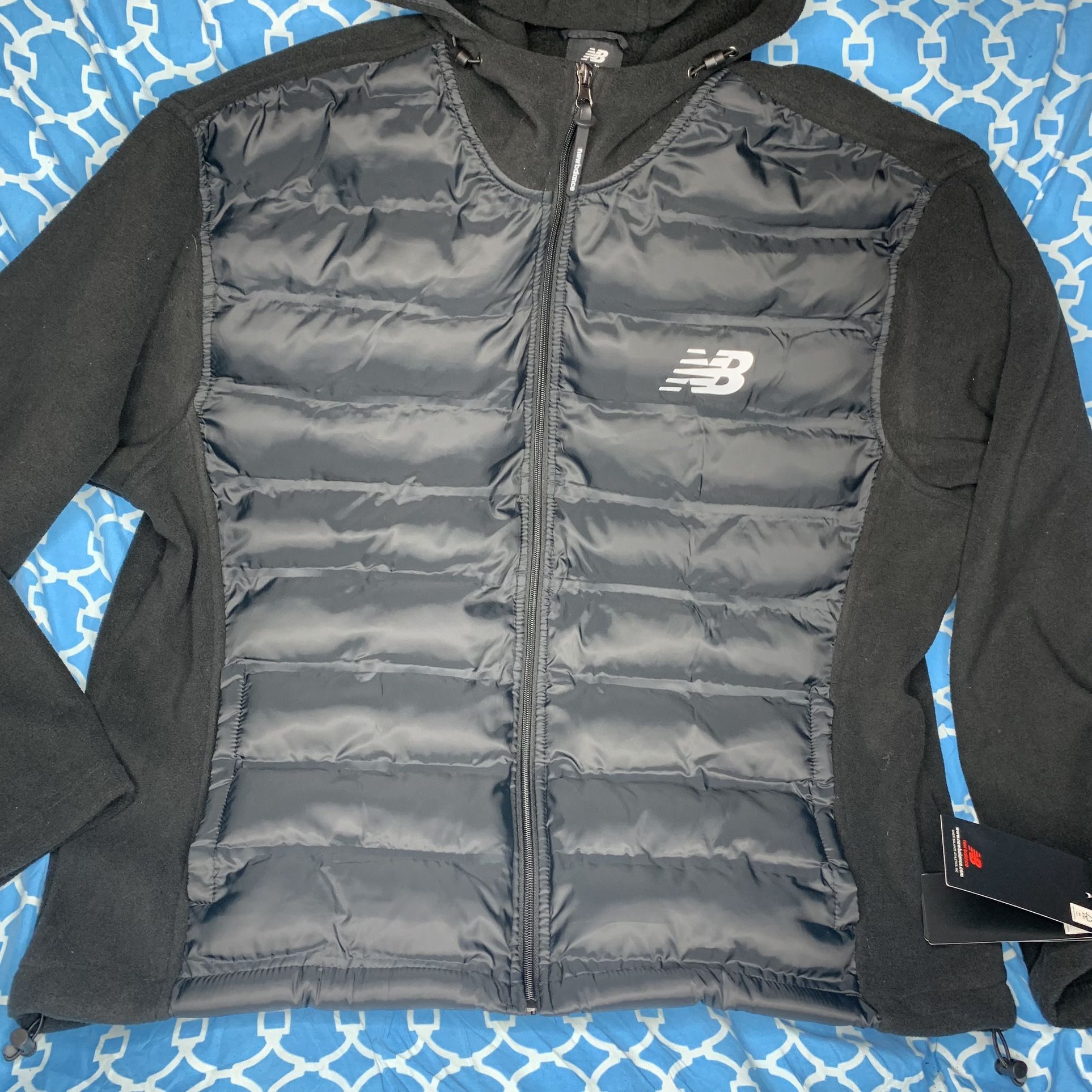 New balance Men’s size XL Jacket bubble puffer fleece zip up coat black new soft