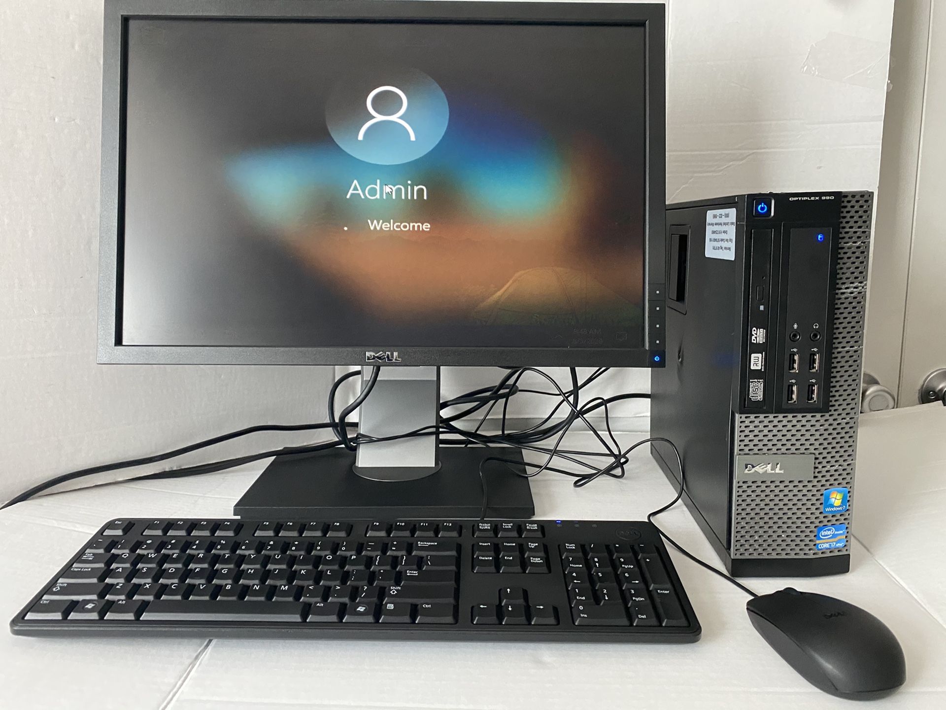 Dell Optiplex 990 Core i7, 2TB Hard drive , 8gb ram NVIDIA Graphic Card,22+” Dell Monitor, WiFi , dell mouse , dell keyboard, display cable and power