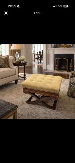 Tufted Ottoman with X-Base Wood Frame