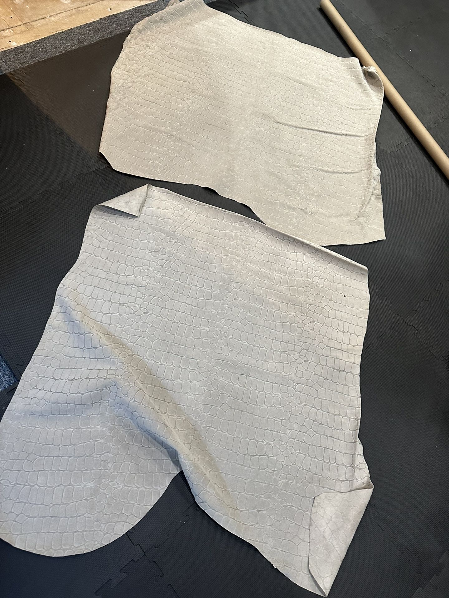 Grey Embossed Leather Hide