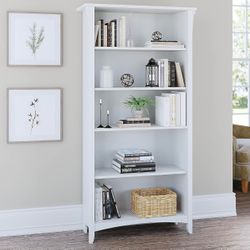 Tall bookcase bookshelf with adjustable shelves - pure white - NEW