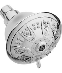 High-Pressure Shower Head 5-Setting - 4" Chrome Face Rain Shower head for Low Flow Showers - Powerful Shower Spray Even with Low Water Pressure and F