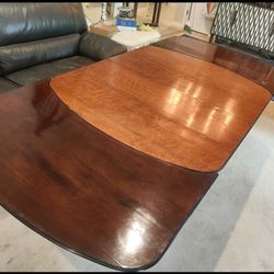 RARE ART DECO Table featuring 2 Wood Tones & Swirl Mahogany. Extendabe with Self-storing Leaves.