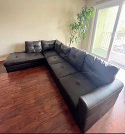 Brown Faux Leather Sectional