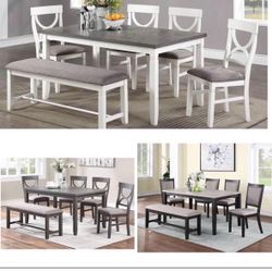 Dining Table Set With Chairs And Bench 