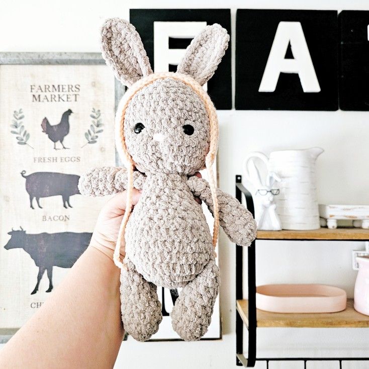 Crochet Bunny Plushie Stuffed Animal Easter Basket Stuffer Baby Toddler Toy
