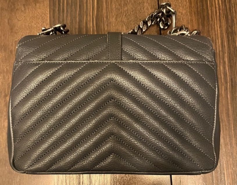 YSL Sheepskin Matelasse Chevron Monogram Medium College Bag