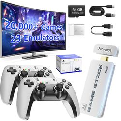 2026 New Retro Gaming Console, Retro Gaming Stick With 20,000+ Classic Game And 23 Game Emulators, Plug & Play 4K HDMI Output Game Console Stick With 