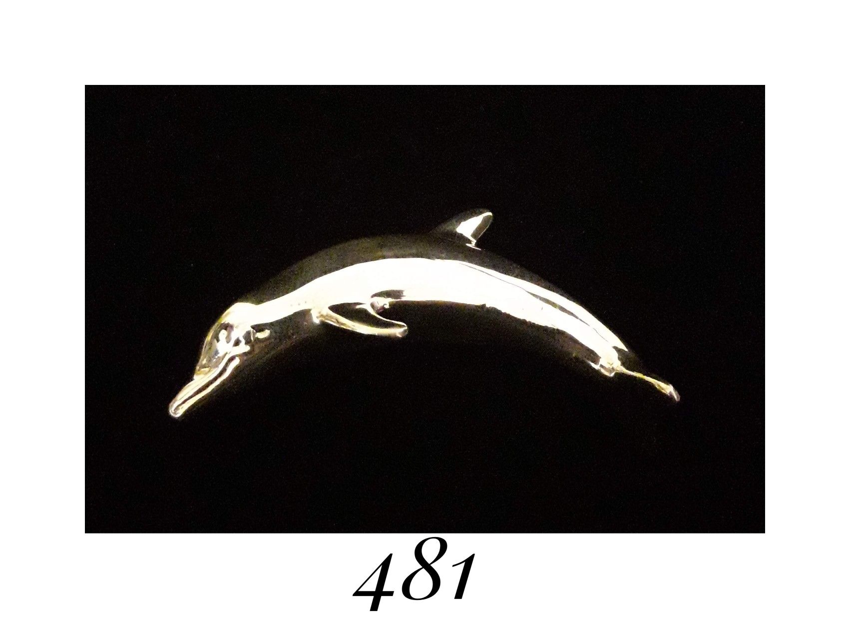 2.8" x 1.5" 3-D Sterling Silver Jumping Dolphin Pin, Brooch Pendant, signed