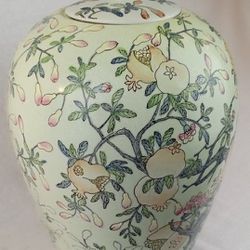 Vintage Large  painted Hand painted Asian Container