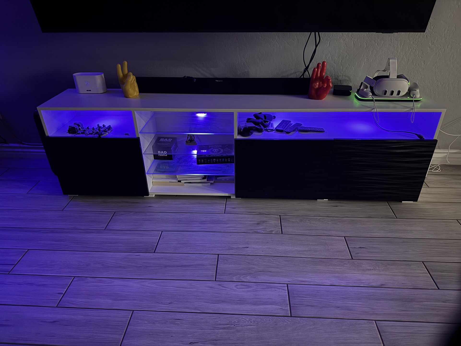 Modern LED Lighted TV Stand / Entertainment Center with Storage