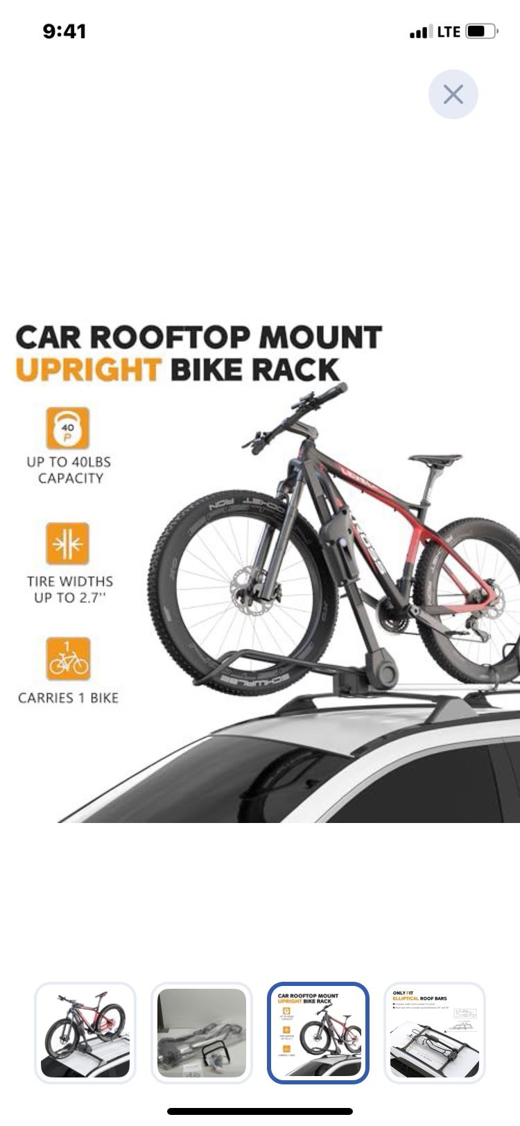 HOPE YOU READY Car Rooftop Mount Upright Roof Bike Rack,