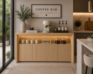 Buffet Cabinet with Storage & Led Lights, Modern Sideboard Cabinet 66 inches