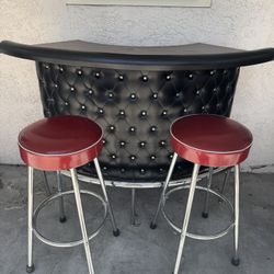 Vintage Bar Top And Stools 