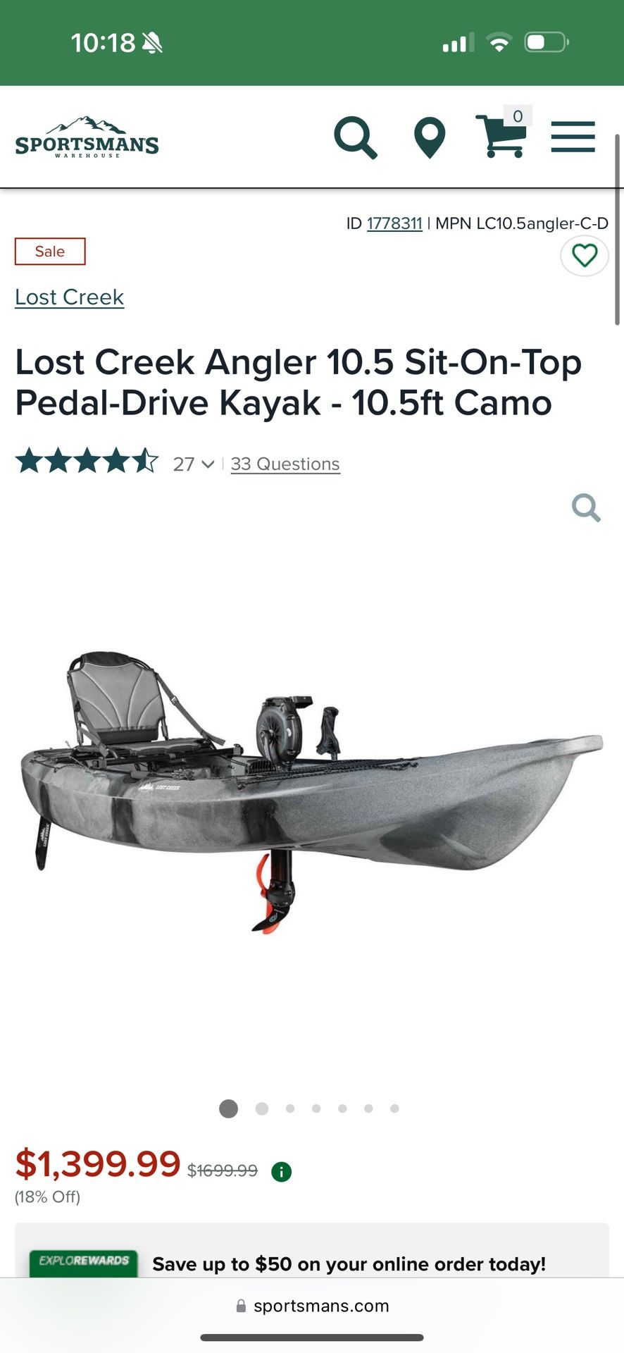 Lost Creek Angler 10.5 Pedal-Drive Kayak