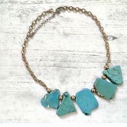 Raw Turquoise Statement Necklace 