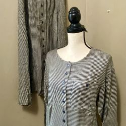 Vintage Moda Int’l USA Black & White Plaid Check 2-piece Maxi Skirt Set Top Sz 6