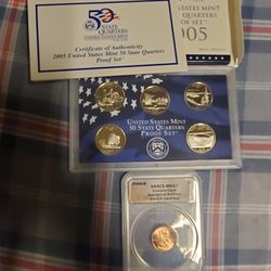 MBB1SX7 NICE HIGH GRADE LOT 2008 D LAST MEMORIAL CENT & 2005 S PROOF QUARTER SET