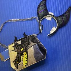Danielle Nicole (similar to Loungefly) Disney Maleficent Crossbody and Maleficent Ears/Headband - Both NWTs 