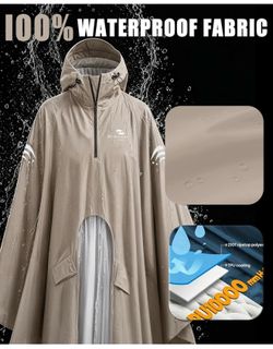 Rain Poncho Waterproof Full Body Long Hooded with Double-Face Visor Mask, Packable Raincoat （4XL）