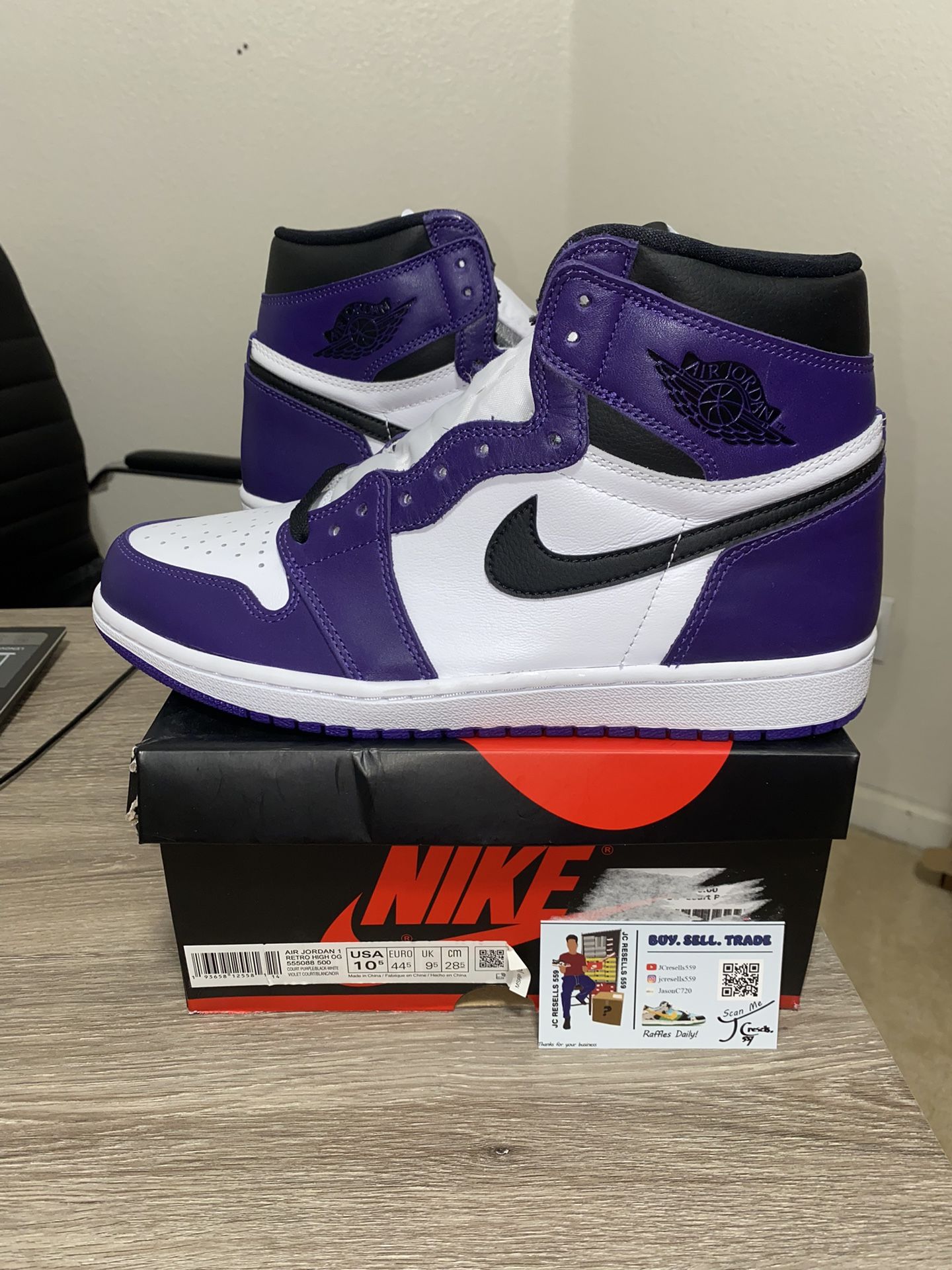 Size 10.5 - Air Jordan 1 Retro OG High Court Purple 2.0 White Toe