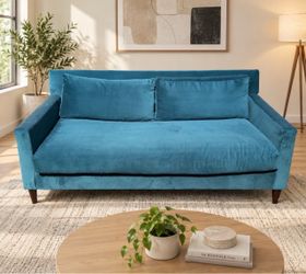 Teal Velvet Mid-Century Modern Sofa