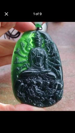 Certificate Jadeite Jade Green 1000 Thousand Hands Guanyin Kwan Yin pendant