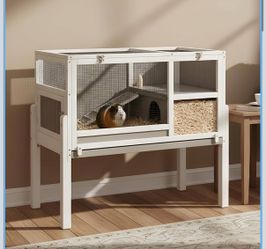 Guinea Pig Cages with Detachable Legs, 2-Storey Indoor Guinea Pig House Hamster Rabbit Cages for Small Animals with Pull Out Tray, Metal Strip Ramp, R